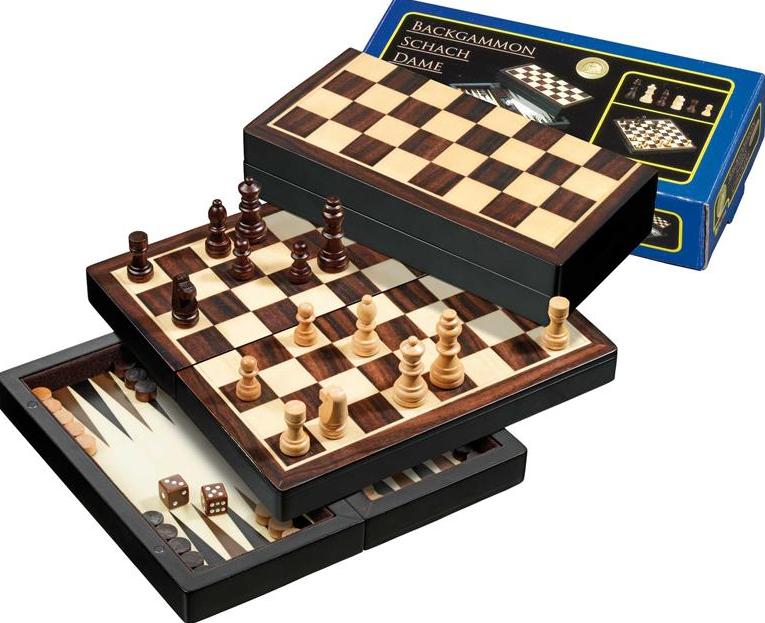 Schach – Backgammon – Dame (Reise-Set)