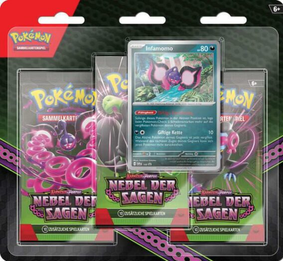 Pokémon-Sammelkartenspiel: Karmesin & Purpur Nebel der Sagen 3-Pack Blister